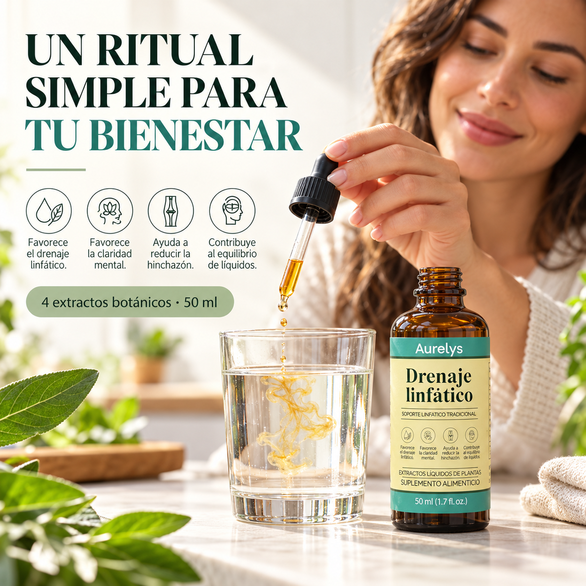Aurelys Drenaje Linfático en Gotas – Extractos Herbales · 50 ml