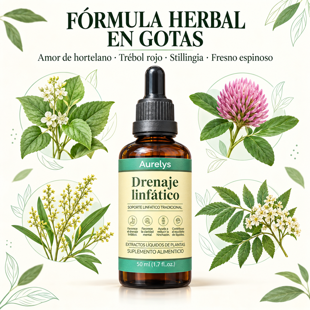 Aurelys Drenaje Linfático en Gotas – Extractos Herbales · 50 ml